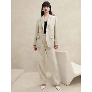 NWT BANANA REPUBLIC Core Lina Relaxed Linen Blazer Size 6 Savanna Breeze #1H420